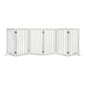 PaWz Wooden Pet Gate Dog Fence Safety Stair Barrier Security Door 6 Panel Large Petsleisure